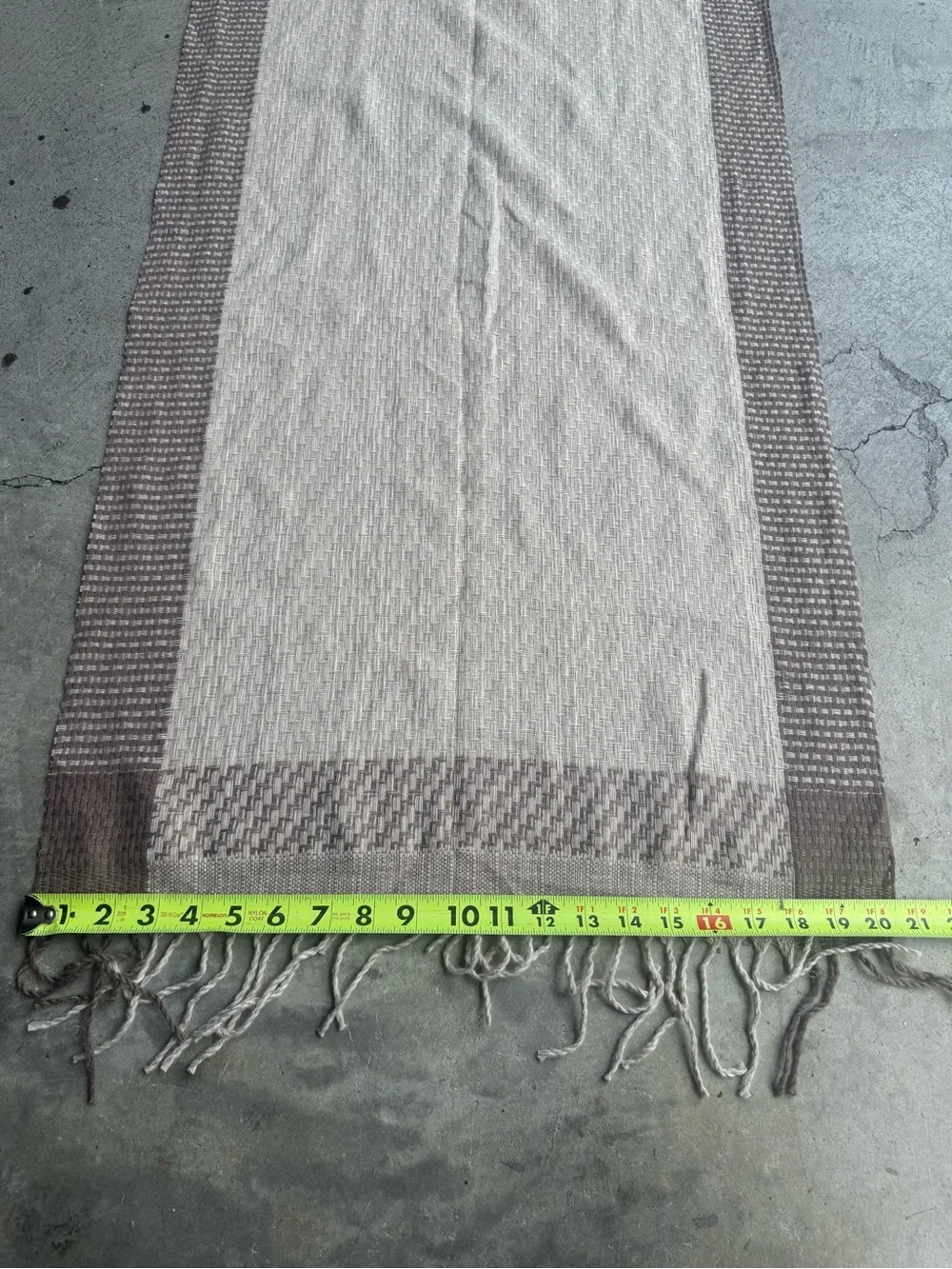 Neutral Woven Fringe Scarf - Beige and Taupe